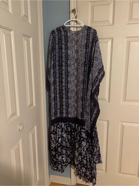 Navy Paisley Print Women's Maxi Dress